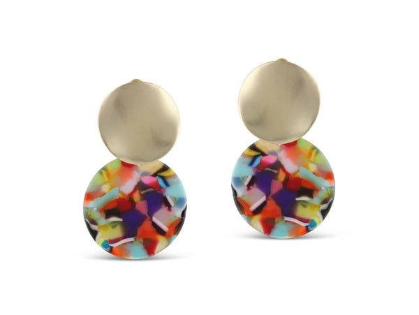 Sarah Two Tone Earrings - Red, Orange & Lilac