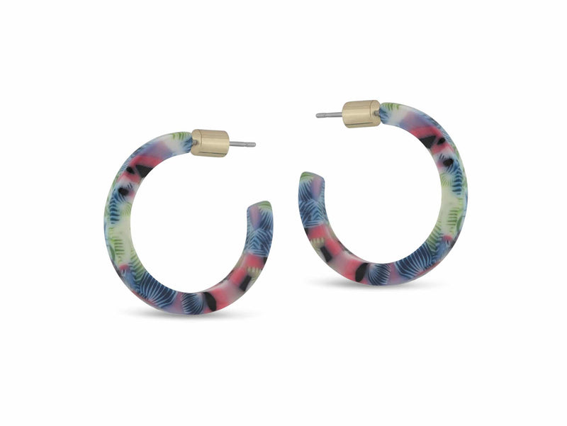 Isla Tiny Hoop Resin Earrings in Pink, Blue and Green