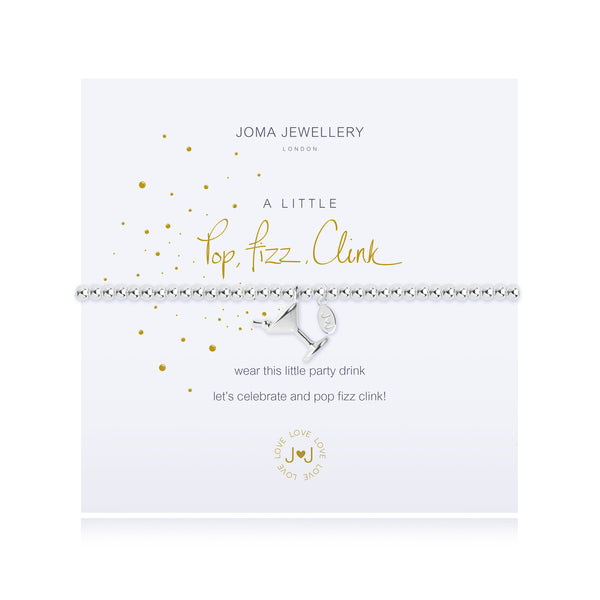 Pop, Fizz, Clink Silver Bracelet