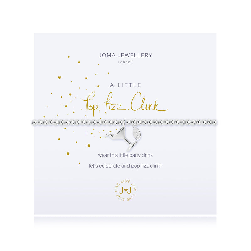 Pop, Fizz, Clink Silver Bracelet