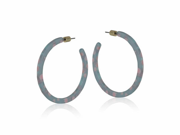 Amanda Resin Hoop Earrings Pink & Grey