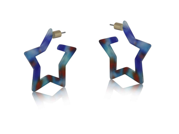 Julia Star Pattern Star Resin Earrings - Blue