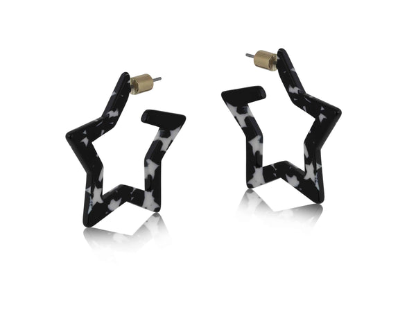 Julia Star Pattern Star Resin Earrings - Black