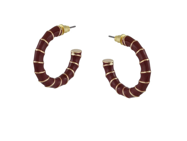 Rebecca Rope Enamelled Large Hoop Earrings- Aubergine