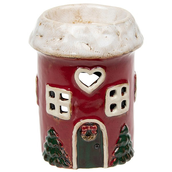 Village Pottery Christmas Warmer Heart Red