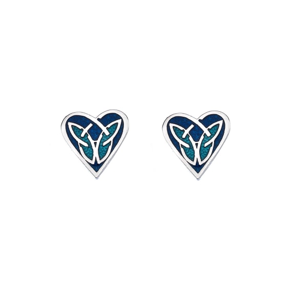 Blue/Turquoise Celtic Heart Stud Earrings