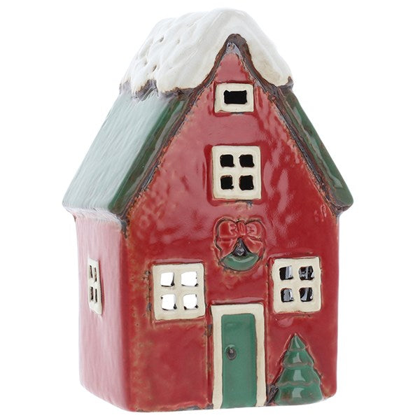 Village Pottery Xmas Red House Tealight