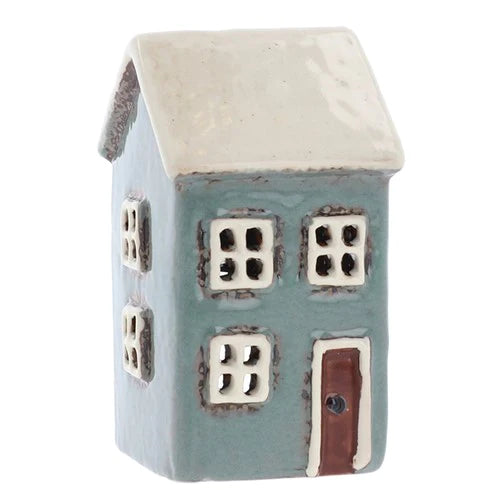 Village Pottery Mini House Tealight Holder - Aqua