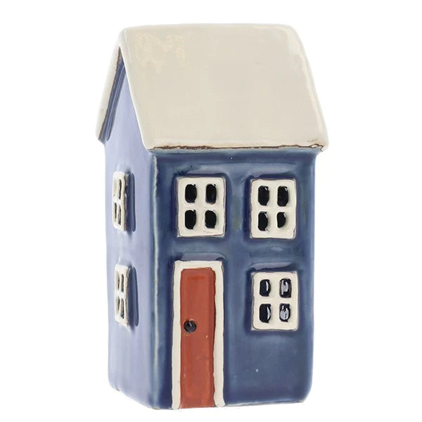Village Pottery Mini House Tealight Holder - Navy