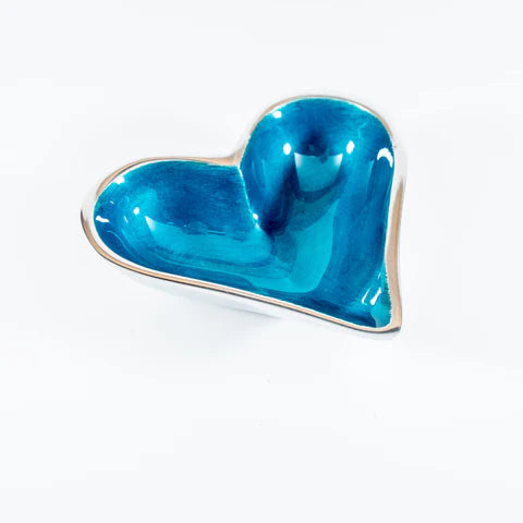 Brushed Aqua X-Small Heart Dish