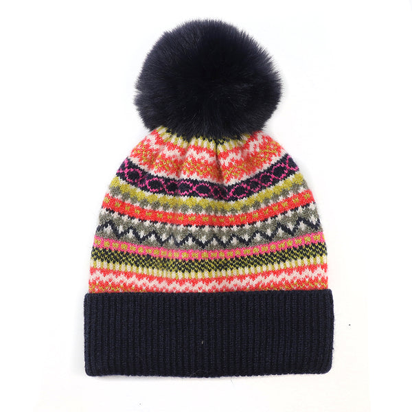 Navy/Rust Fairisle Hat