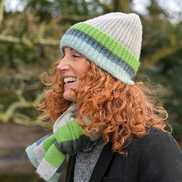 Denim/Grey/Green Mix Beanie