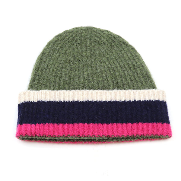 Khaki/Pink/Navy Mix Beanie
