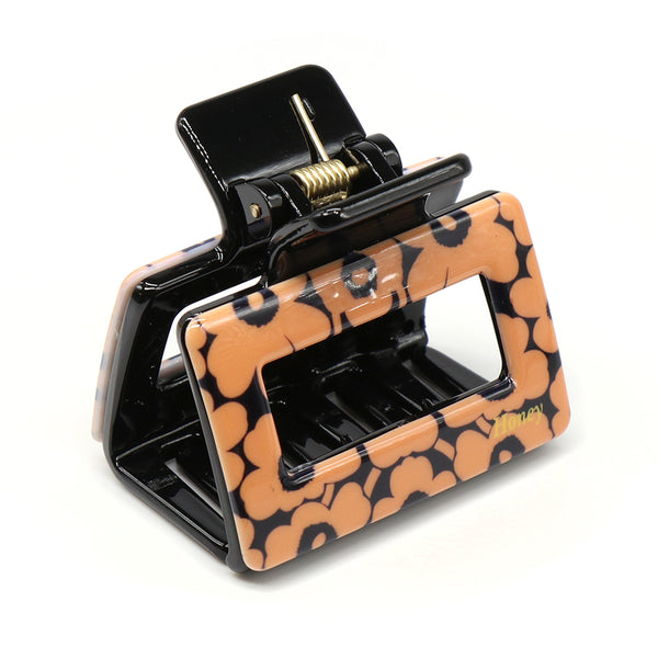 Retro Orange Floral Print Claw Clip