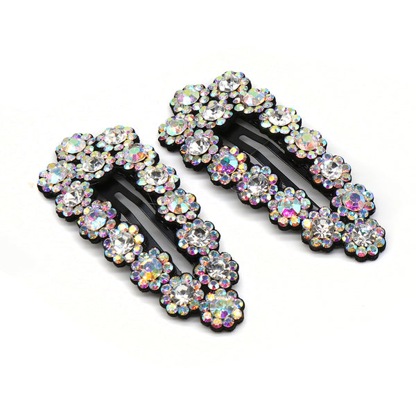 Clear Crystal Embellished Hair Slides - 2 Pack