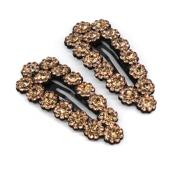 Bronze Crystal Embellished Hair Slides - 2 Pack