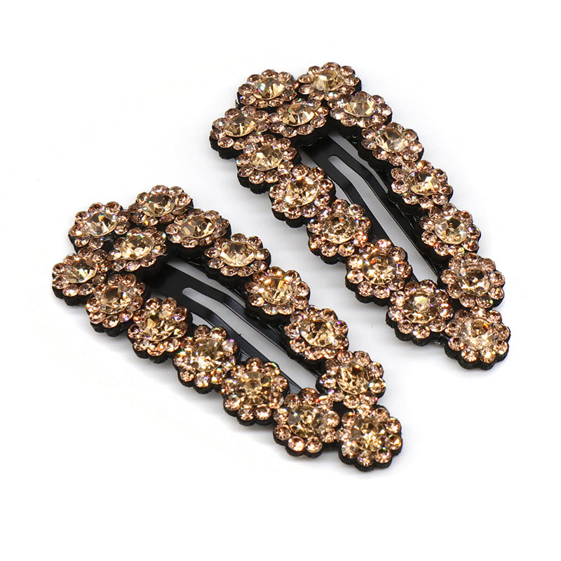 Bronze Crystal Embellished Hair Slides - 2 Pack