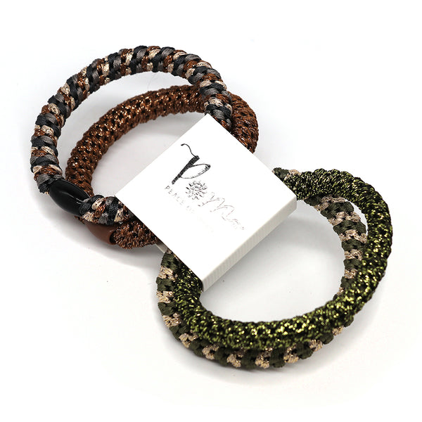 Green/Bronze Mix Hair Bands - 4 Pack
