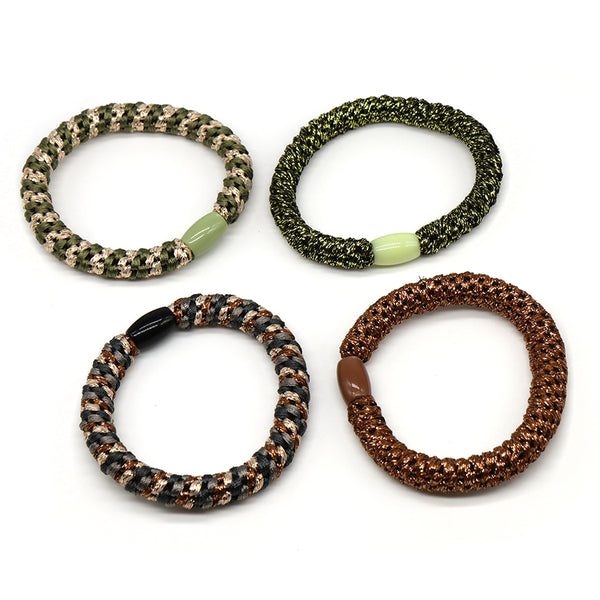 Green/Bronze Mix Hair Bands - 4 Pack