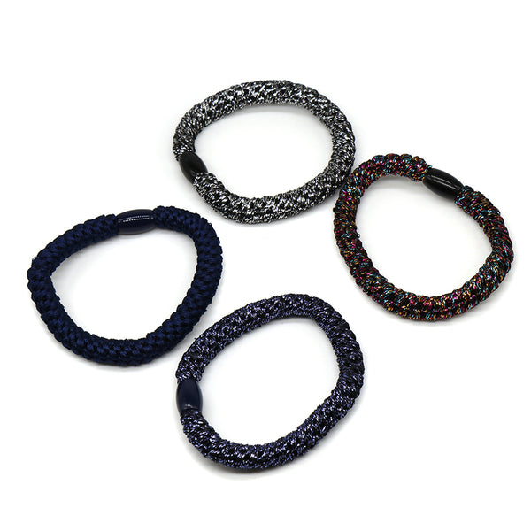 Metallic/Navy Mix Hair Bands - 4 Pack