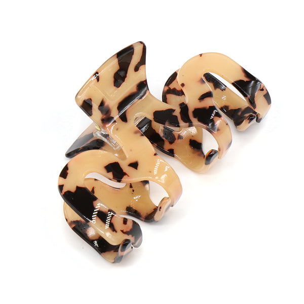 Caramel/Black Mix Wave Acrylic Claw Clip