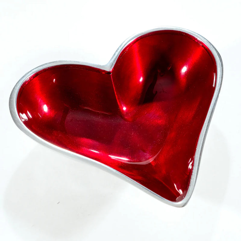 Brushed Red Heart Dish -Small