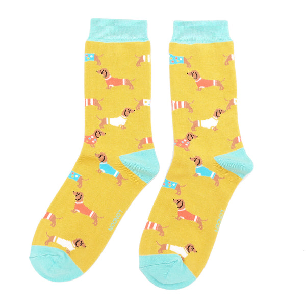 Pups In Coats Socks - Yellow