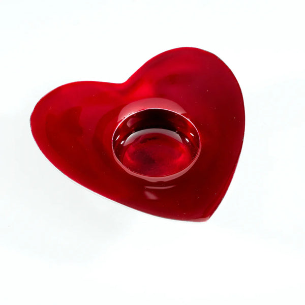 Brushed Red Heart T-Light Holder
