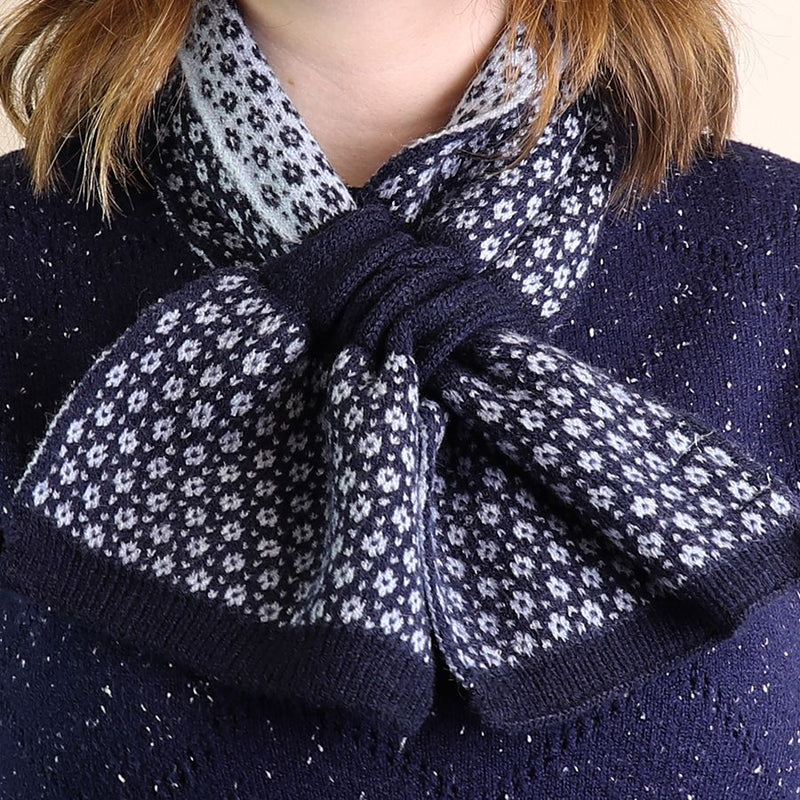 Navy Blue Mix Short Scandi Flower Scarf