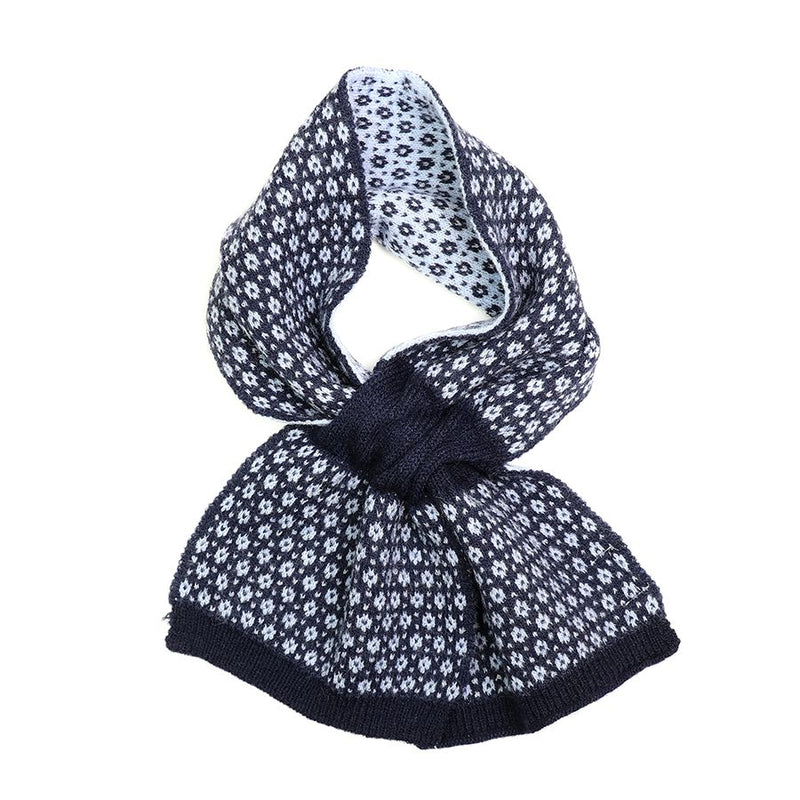 Navy Blue Mix Short Scandi Flower Scarf