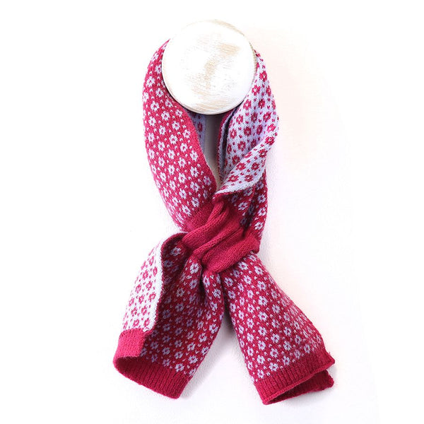Bright Pink Mix Short Scandi Flower Scarf