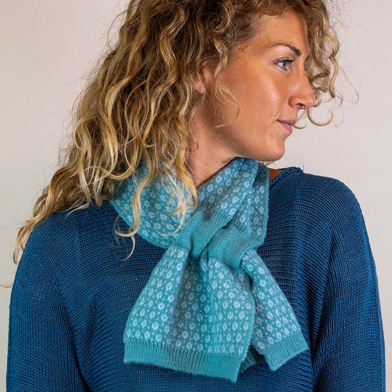 Aqua Mix Short Scandi Flower Scarf