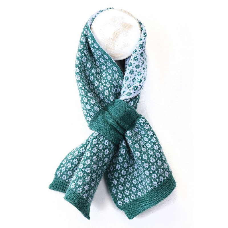 Aqua Mix Short Scandi Flower Scarf