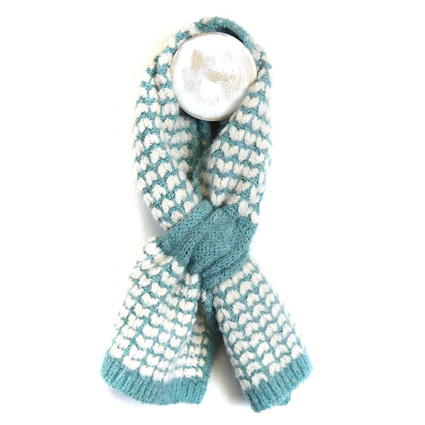 Duck Egg Mix Heart Knit Recycled Pull Through Scarf