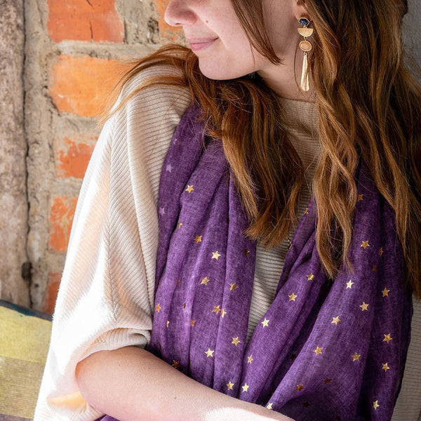 Purple Scarf With Rose Gold Stars
