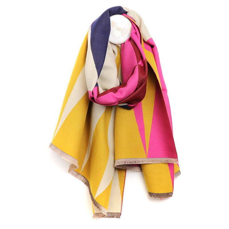 Mustard and Pink Mix Colour Block Scarf