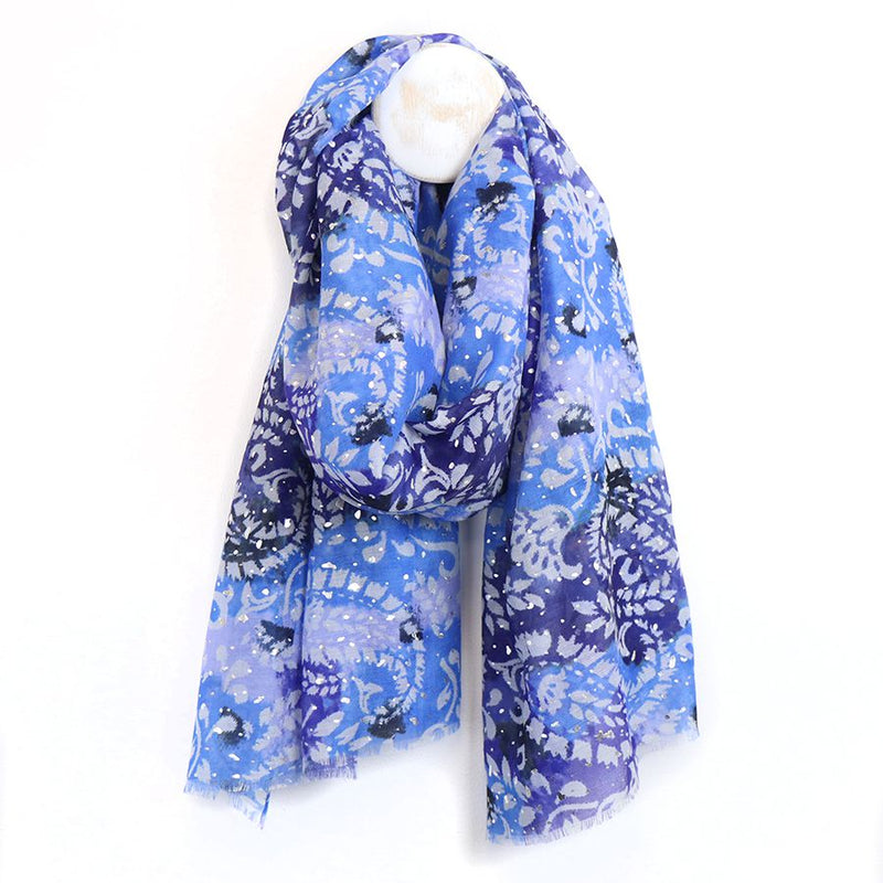 Blue Paisley Print Repreve Scarf