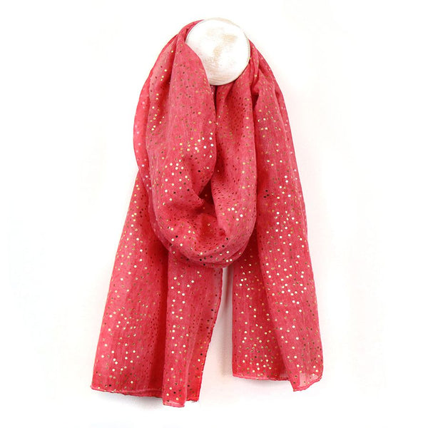 Recycled Coral & Gold Dots Print Scarf