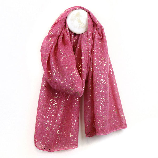 Recycled Hot Pink & Gold Speckle Print Scarf