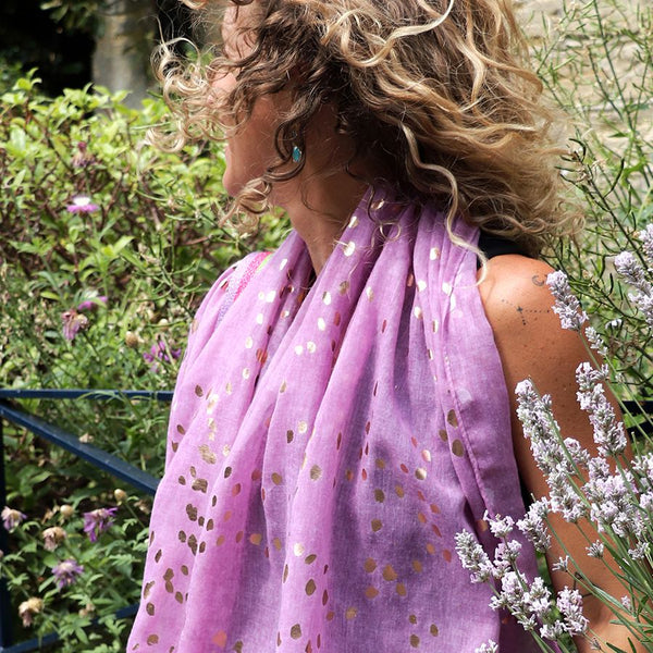 Recycled Lilac & Large Rose Gold Speckle Print Scarf