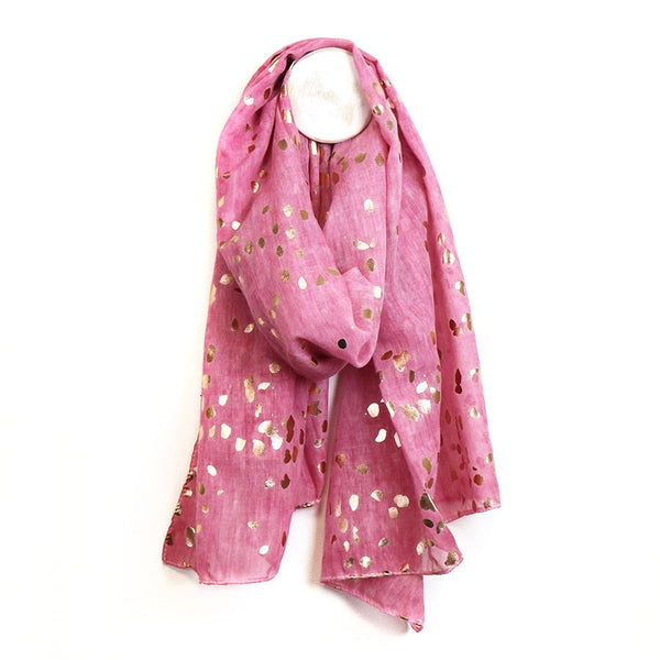 Recycled Rose Pink & Large Rose Gold Speckle Print Scarf