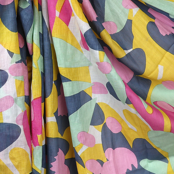 Cotton Abstract Blue & Pink Mix Scarf