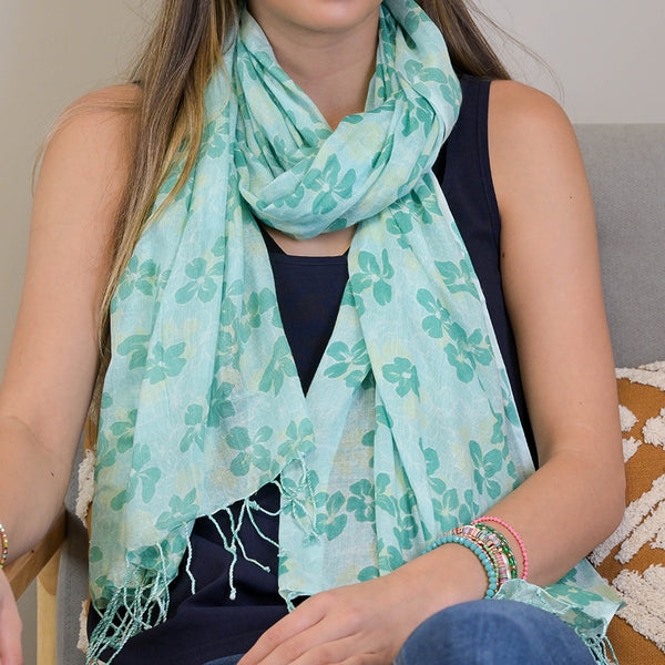 Light Turquoise Sea Of Flowers Scarf