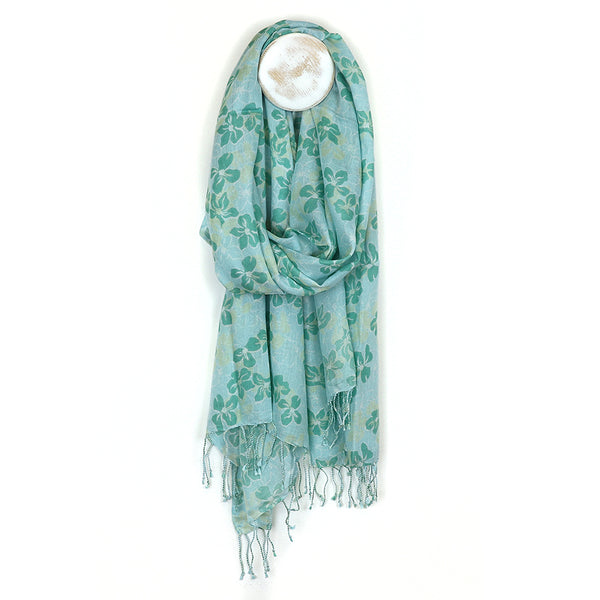 Light Turquoise Sea Of Flowers Scarf