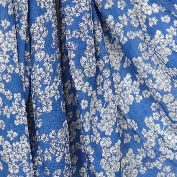 Royal Blue Cherry Blossom Print Scarf
