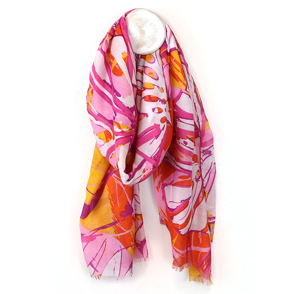 Pink & Orange Tropical Print Scarf