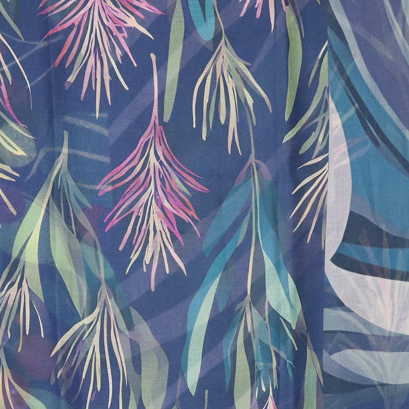 Navy/Purple Multi Abstract Leaves Print Scarf