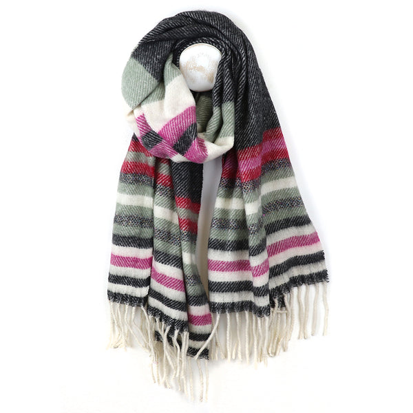Black/Grey/Pink Twill Knit Scarf