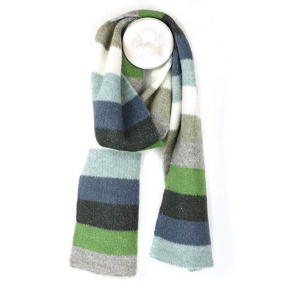 Denim/Grey/Green Multi Stripe Scarf