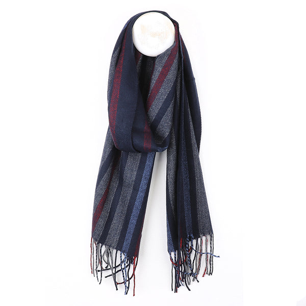 Navy/Burgundy Multi Stripe Scarf